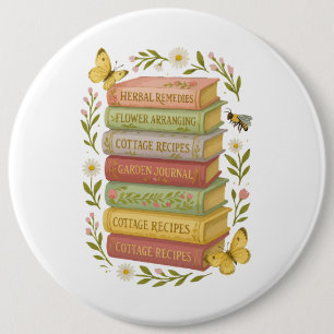 Badge Rond 15,2 Cm Nature et livre Lover Botanique Stack