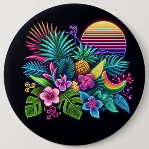 Badge Rond 15,2 Cm Néon coloré tropical/hawaïen