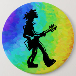 Badge Rond 15,2 Cm New York Boogie Nights Guitare Rainbow