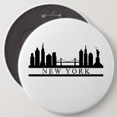 Badge Rond 15,2 Cm New York Skyline (Devant & derrière)