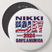 Badge Rond 15,2 Cm Nikki Haley Save America (Devant & derrière)
