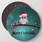 Badge Rond 15,2 Cm Noël à père Noël Owl (Devant & derrière)