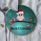 Badge Rond 15,2 Cm Noël à père Noël Owl (En situation)