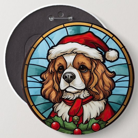 Badge Rond 15,2 Cm Noël Cavalier King Charles Spaniel (Devant & derrière)