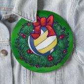 Badge Rond 15,2 Cm Noël de volley-ball (En situation)