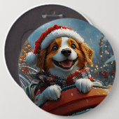 Badge Rond 15,2 Cm Noël du chien espagnol breton (Devant & derrière)