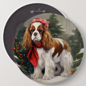 Badge Rond 15,2 Cm Noël du chien espagnol Cavalier King Charles (Devant & derrière)