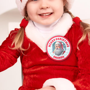 Badge Rond 15,2 Cm Noël du Père Noël 3D Enfants personnalisés
