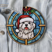 Badge Rond 15,2 Cm Noël en verre feuilleté maltais (En situation)