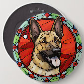 Badge Rond 15,2 Cm Noël Malinois Belge en Verre (Devant & derrière)