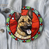 Badge Rond 15,2 Cm Noël Malinois Belge en Verre (En situation)