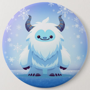 Badge Rond 15,2 Cm Noël mignon/yeti d'hiver