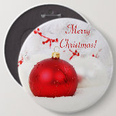 Badge Rond 15,2 Cm Noël Rouge et blanc Joyeux Noël (Devant & derrière)
