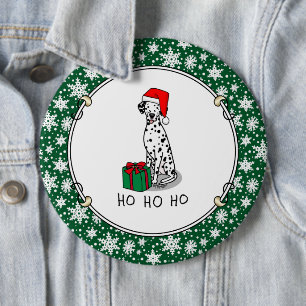 Badge Rond 15,2 Cm Noël Santa Hat Chien dalmate (noir 1) mignonne