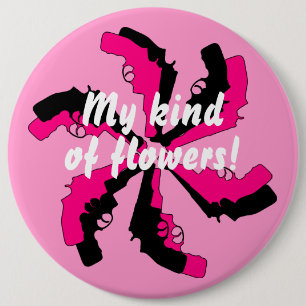 Badge Rond 15,2 Cm Noir de rose de fleur d'arme à feu féminin
