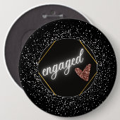 Badge Rond 15,2 Cm Noir et argent glam engagé (Devant & derrière)