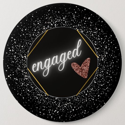 Badge Rond 15,2 Cm Noir et argent glam engagé (Devant)