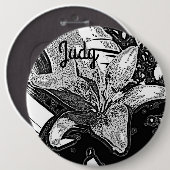 Badge Rond 15,2 Cm noir et blanc abstrait formes modernes argent (Devant & derrière)