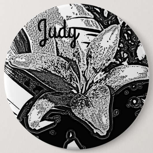 Badge Rond 15,2 Cm noir et blanc abstrait formes modernes argent (Devant)