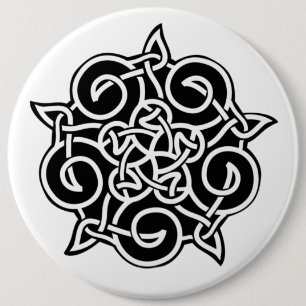 Badge Rond 15,2 Cm Noir Et Blanc Celtique