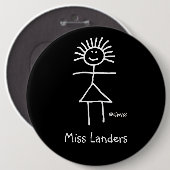Badge Rond 15,2 Cm Nom de l'enseignant du substitut féminin Balise Mi (Devant & derrière)