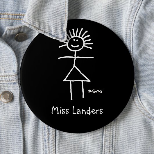 Badge Rond 15,2 Cm Nom de l'enseignant du substitut féminin Balise Mi (En situation)