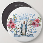 Badge Rond 15,2 Cm Nom de Marie Vierge religieuse Mère Florale (Devant & derrière)