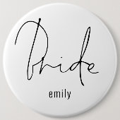 Badge Rond 15,2 Cm Nom du script de l'élégante mariée (Devant)