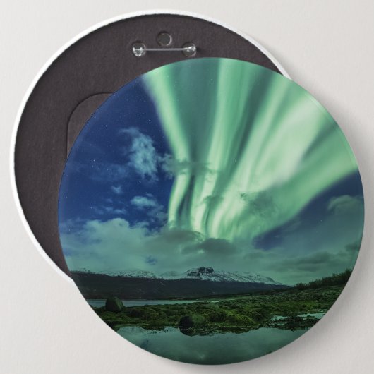 Badge Rond 15,2 Cm Northern Lights Norvège (Devant & derrière)