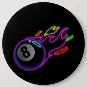 Badge Rond 15,2 Cm Nuit colorée Lumière Huit Billards Billards Bill