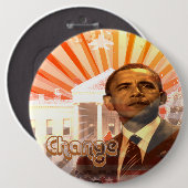Badge Rond 15,2 Cm Obama change (Devant & derrière)