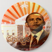 Badge Rond 15,2 Cm Obama change (Devant)