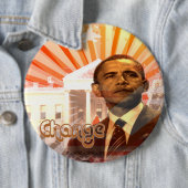Badge Rond 15,2 Cm Obama change (En situation)
