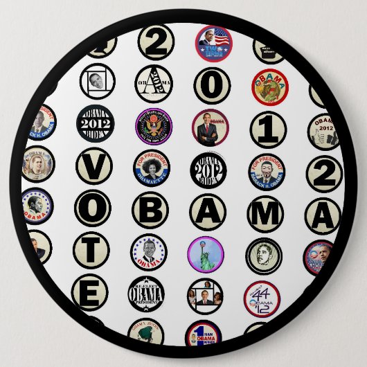 Badge Rond 15,2 Cm Obama multibroche (Devant)