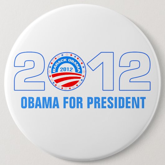 Badge Rond 15,2 Cm Obama pour le président 2012 (Devant)