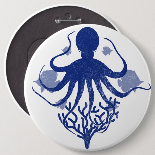 Badge Rond 15,2 Cm octopus (Devant & derrière)