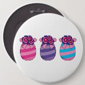 Badge Rond 15,2 Cm Oeufs de Pâques aux fleurs et au ruban (Devant & derrière)