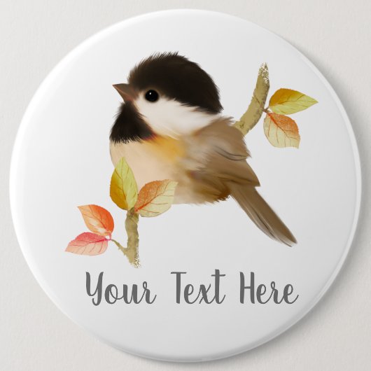 Badge Rond 15,2 Cm Oiseau de poulet à capuchon noir (Devant)