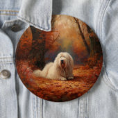 Badge Rond 15,2 Cm Old English Sheepdog en automne Leaves Fall Inspir (En situation)