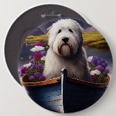 Badge Rond 15,2 Cm Old English Sheepdog sur Paddle : Une aventure Pit (Devant & derrière)