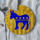 Badge Rond 15,2 Cm Or de bleu d'âne de Démocrate (En situation)