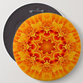 Badge Rond 15,2 Cm Orange Marigold Mandala (Devant & derrière)