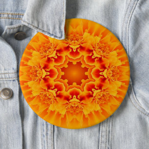 Badge Rond 15,2 Cm Orange Marigold Mandala