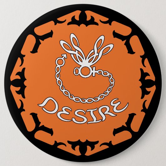 Badge Rond 15,2 Cm Orange Sacral Chakra "Désir" libellule (Devant)