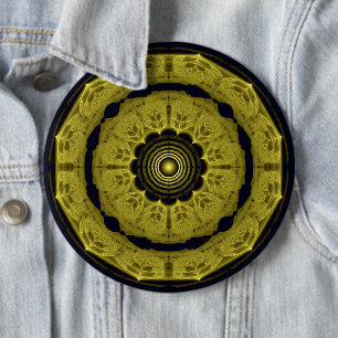 Badge Rond 15,2 Cm Ornement fractal rond brillant orange