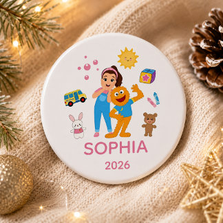 Badge Rond 15,2 Cm Ornement personnalisé pour tout-petit, Mme Rachel