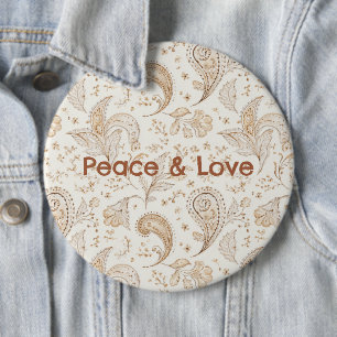Badge Rond 15,2 Cm Paix Amour Bohème Hippie Soixante Paisley