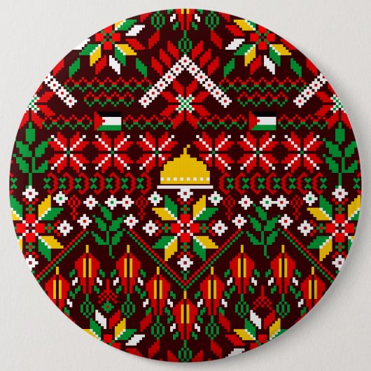 Badge Rond 15,2 Cm Palestine Tatreez Broderie traditionnelle (Devant)