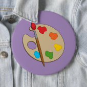 Badge Rond 15,2 Cm Palette Artiste avec pinceau (En situation)