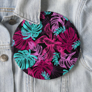 Badge Rond 15,2 Cm Palmiers tropicaux fluorescents feuilles
